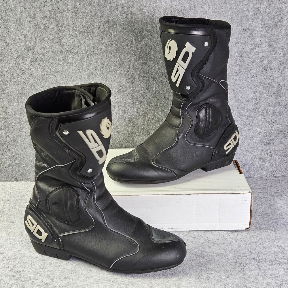 SIDI Mens Black Leather Rain Evo Motorcycle Racing Boots Size 10